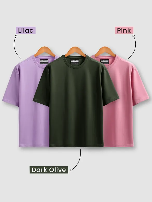 Pick Any 3: Womens Plain Oversized T-Shirt Combo