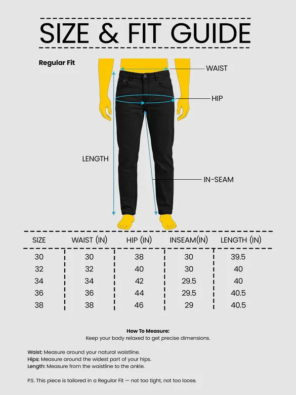 Black Regular Fit Mens Jeans