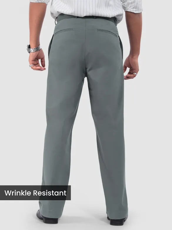 Smoke Grey Solid Korean Pants