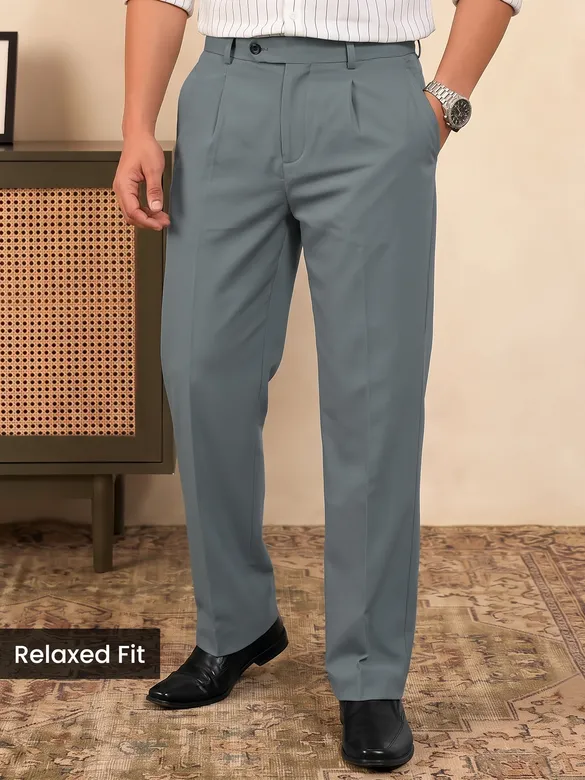 Smoke Grey Solid Korean Pants