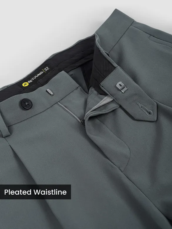 Smoke Grey Solid Korean Pants