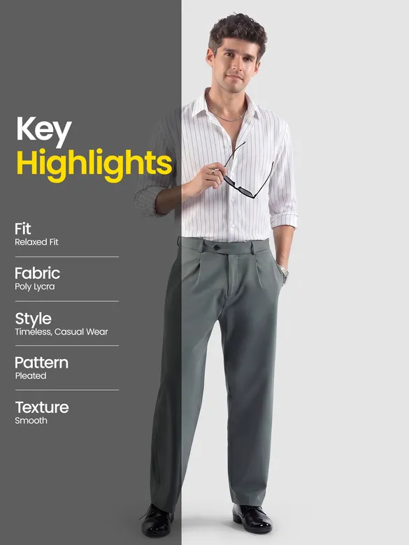 Smoke Grey Solid Korean Pants