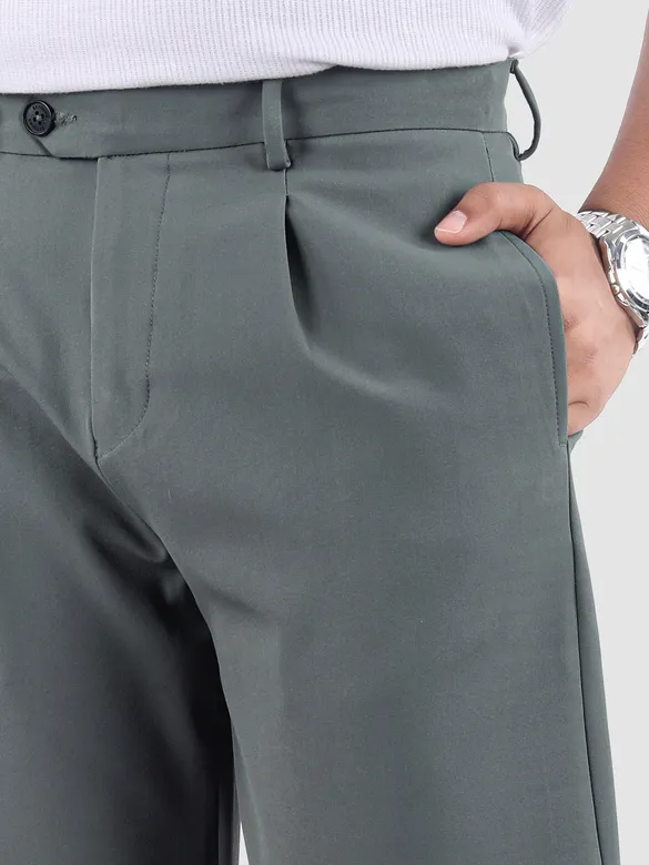 Smoke Grey Solid Korean Pants