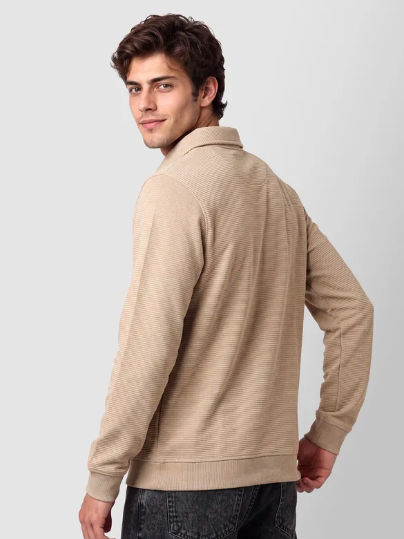 Beige Polo Neck Sweatshirt