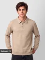 Beige Polo Neck Sweatshirt