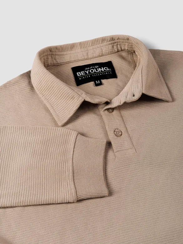 Beige Polo Neck Sweatshirt