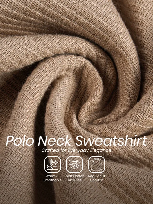 Beige Polo Neck Sweatshirt