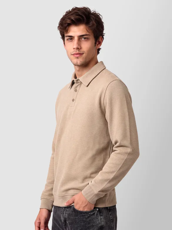 Beige Polo Neck Sweatshirt