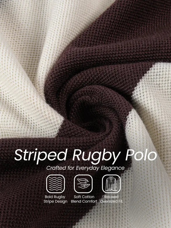 Chocolate Brown Striped Rugby Polo