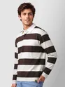 Chocolate Brown Striped Rugby Polo