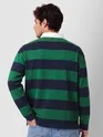 Green-Navy  Striped Rugby Polo