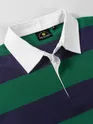 Green-Navy  Striped Rugby Polo