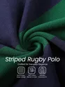 Green-Navy  Striped Rugby Polo