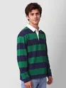 Green-Navy  Striped Rugby Polo