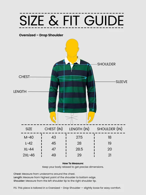 Green-Navy  Striped Rugby Polo