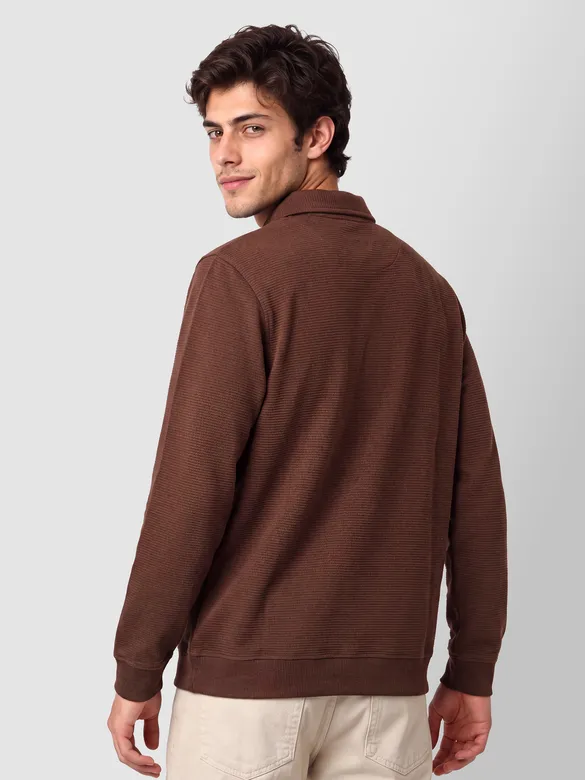 Brown Polo Neck Sweatshirt