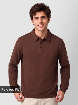 Brown Polo Neck Sweatshirt