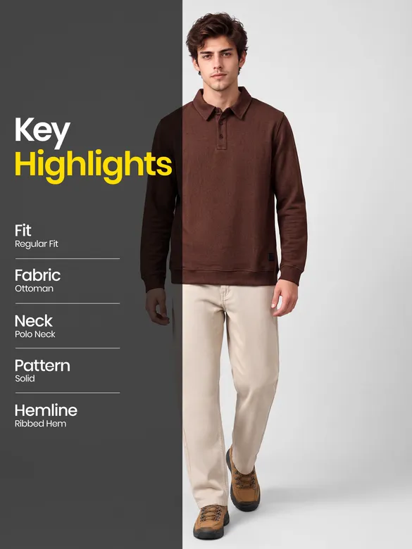 Brown Polo Neck Sweatshirt