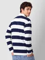 Navy Blue Striped Rugby Polo