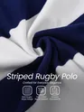 Navy Blue Striped Rugby Polo