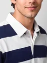 Navy Blue Striped Rugby Polo
