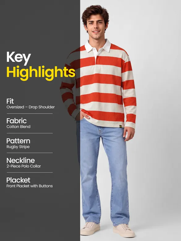 Orange Striped Rugby Polo