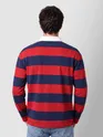 Red-Navy Striped Rugby Polo