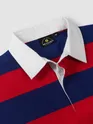 Red-Navy Striped Rugby Polo