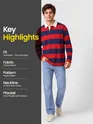 Red-Navy Striped Rugby Polo