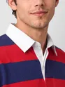 Red-Navy Striped Rugby Polo