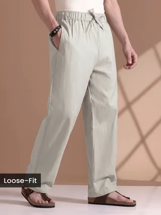 Pale Grey Loose-fit Pyjama Pants