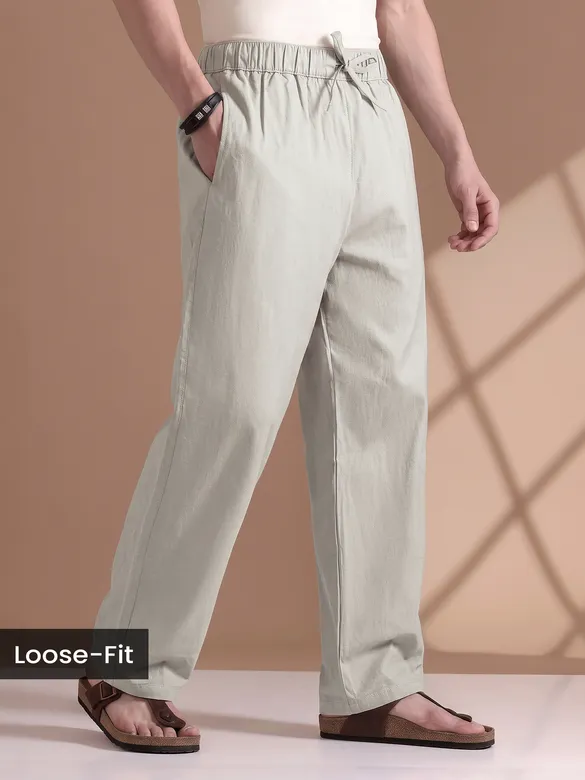Pale Grey Loose-fit Pyjama Pants