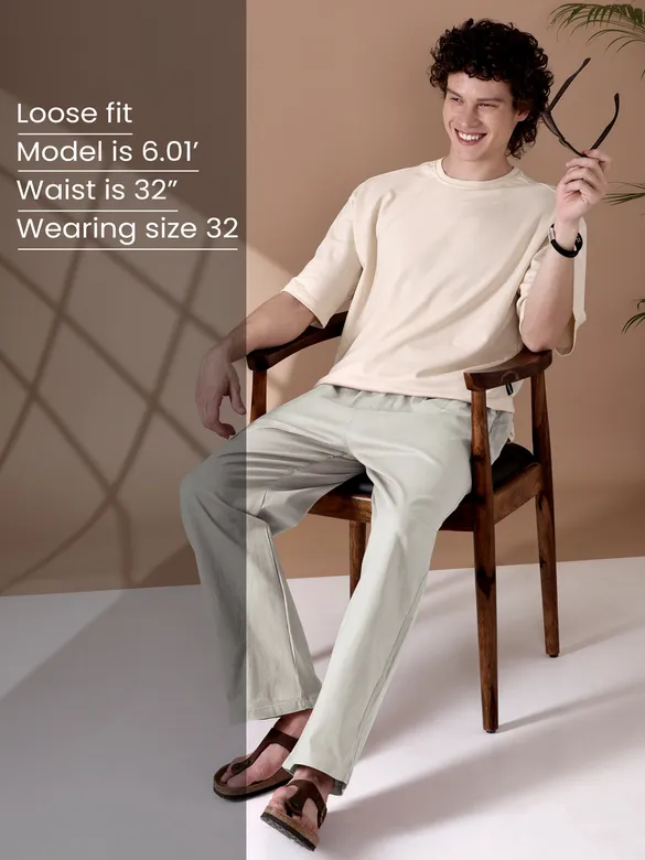 Pale Grey Loose-fit Pyjama Pants