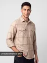 Beige Checked Flannel Shirt