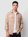 Beige Checked Flannel Shirt