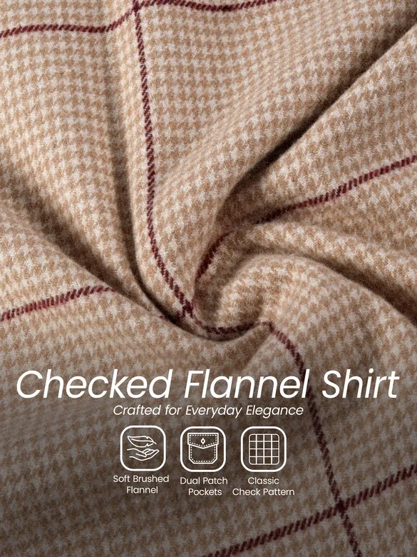 Beige Checked Flannel Shirt