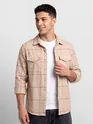 Beige Checked Flannel Shirt