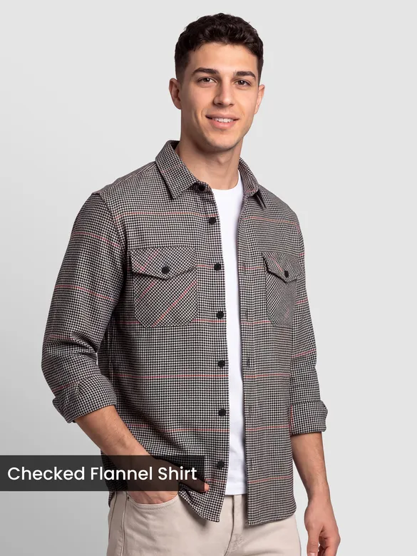 Black Checked Flannel Shirt