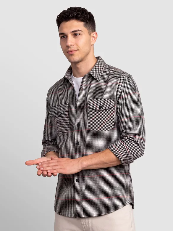 Black Checked Flannel Shirt