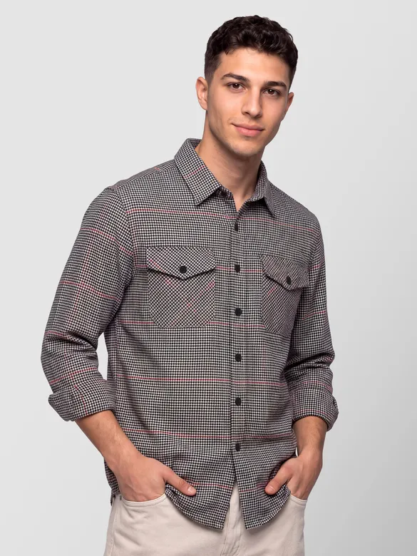 Black Checked Flannel Shirt