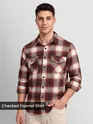 Brick Red Checked Flannel Shirt