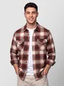 Brick Red Checked Flannel Shirt