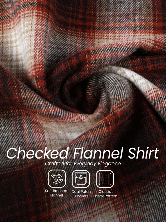 Brick Red Checked Flannel Shirt