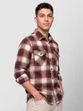 Brick Red Checked Flannel Shirt