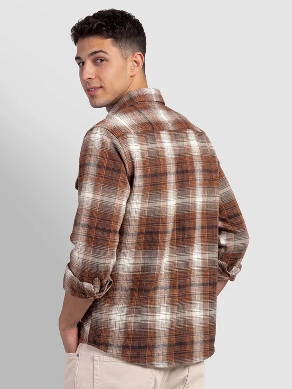 Brown Checked Flannel Shirt