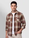 Brown Checked Flannel Shirt