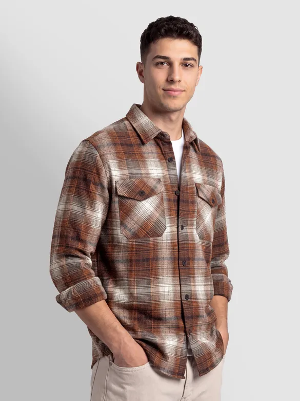 Brown Checked Flannel Shirt