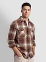 Brown Checked Flannel Shirt