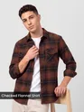 Copper Brown Checked Flannel Shirt