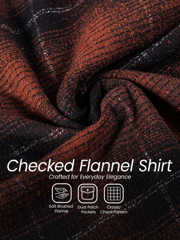 Copper Brown Checked Flannel Shirt